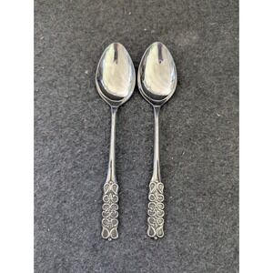 National Silver Co CLAUDIA Stainless Flatware Japan 2 Soup Spoons